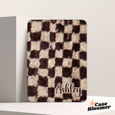 Chocolate Checkerboard Fuzzy Kindle Case, Kobo, Free Personalization